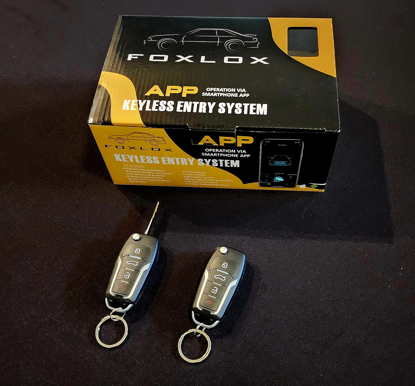 1985-1993 Hardtop/T-Top Model: Foxbody Keyless Entry with (2) OEM style Flip Key Fobs and Custom Key Blanks (Version V1)